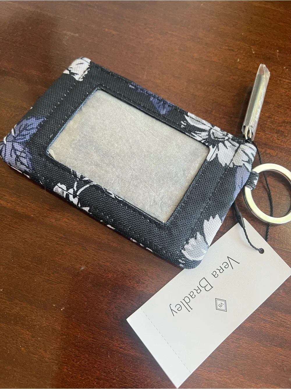 Vera Bradley new lighten up zip ID case keychain wallet frosted floral